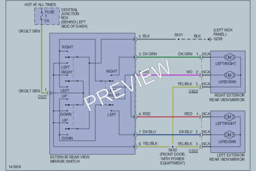 2001 Ford Ranger Power Mirrors wiring diagram preview