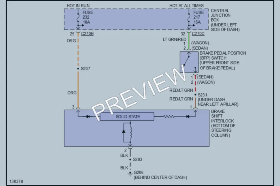 2001 Ford Taurus Shift Interlocks wiring diagram preview