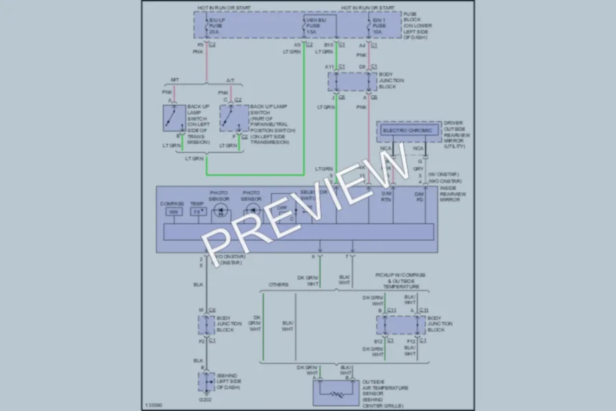 2001 GMC 3500 Power Mirrors wiring diagram preview