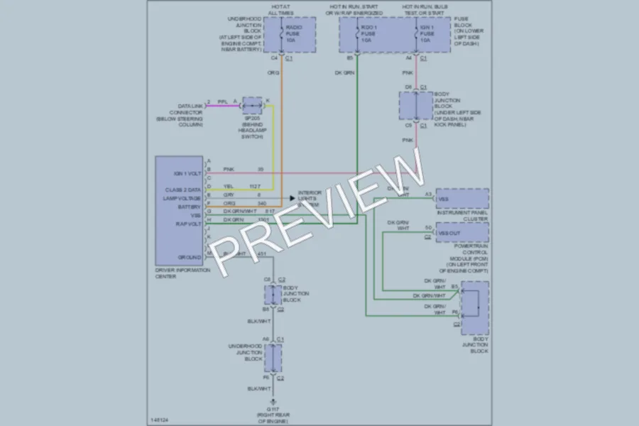 2001 GMC C1500 Instrument Cluster wiring diagram preview