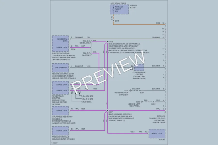 2001 GMC G2500 Computer Data Lines wiring diagram preview
