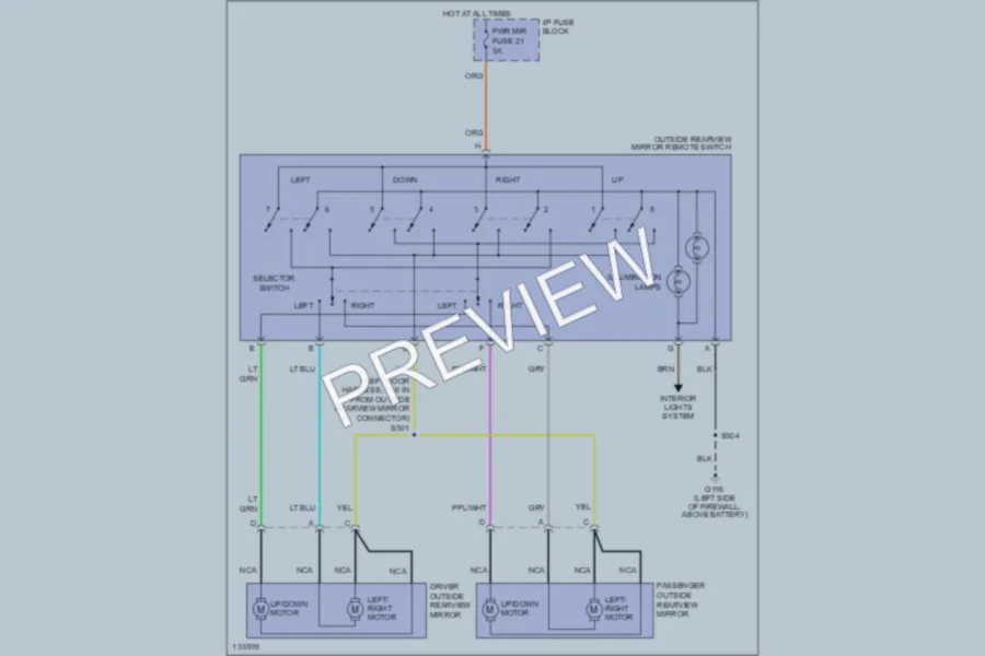 2001 GMC Safari Power Mirrors wiring diagram preview