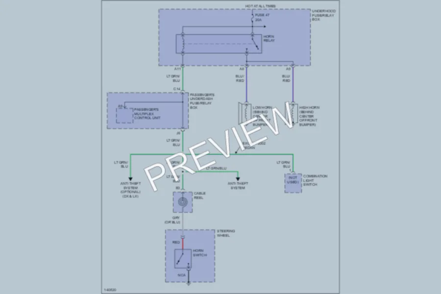 2001 Honda Accord Horn wiring diagram preview