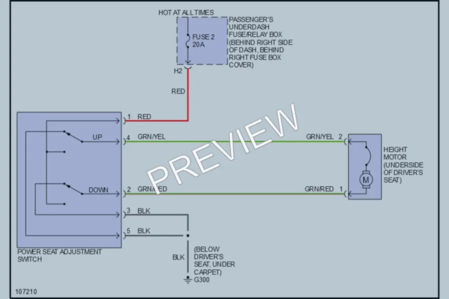 2001 Honda Accord Power Seats wiring diagram preview
