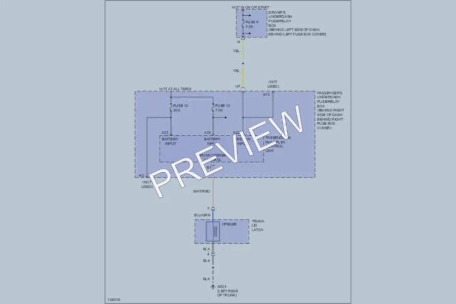 2001 Honda Accord Trunk Tailgate Fuel Door wiring diagram preview