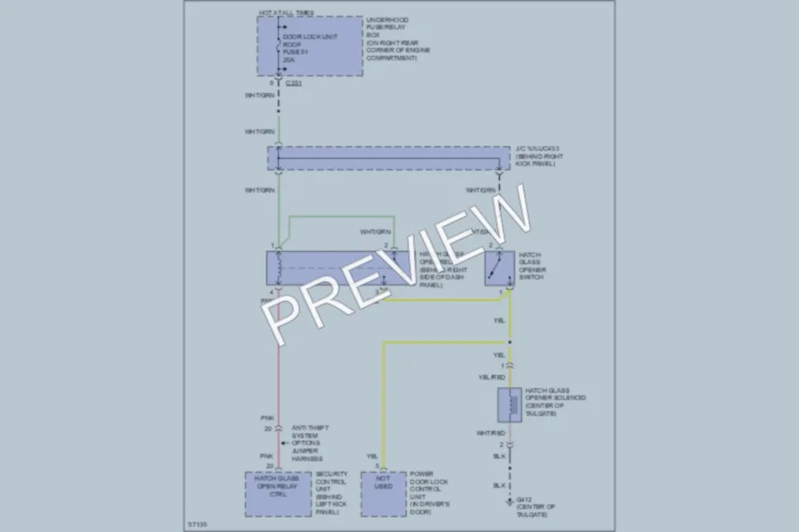 2001 Honda CRV Trunk Tailgate Fuel Door wiring diagram preview