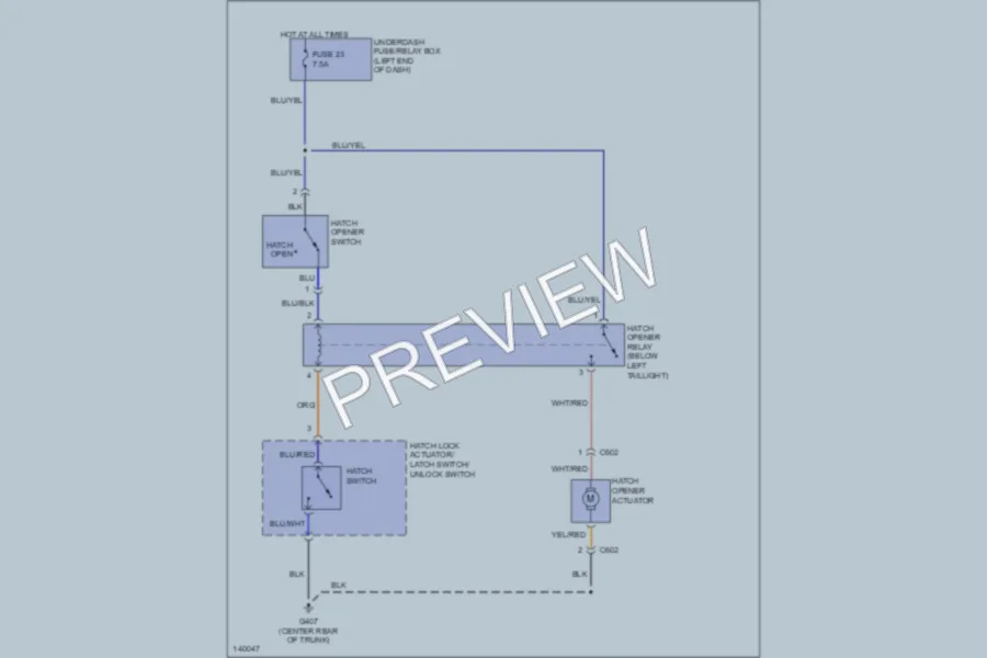 2001 Honda Insight Trunk Tailgate Fuel Door wiring diagram preview