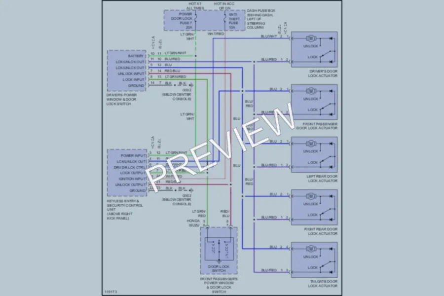 2001 Honda Passport Power Door Locks wiring diagram preview