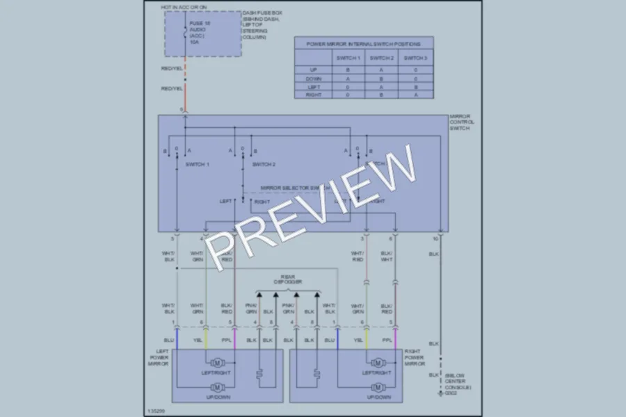 2001 Honda Passport Power Mirrors wiring diagram preview