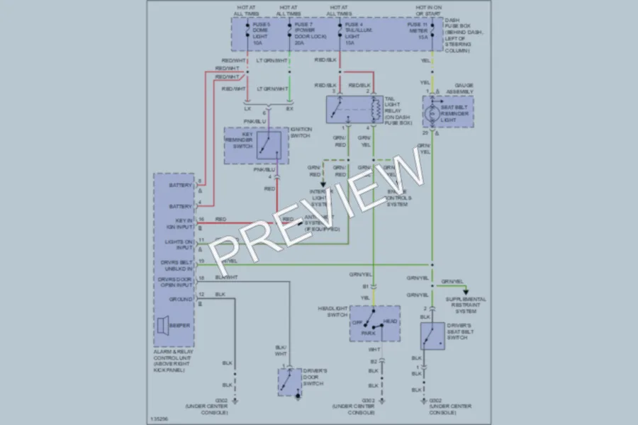 2001 Honda Passport Warning Systems wiring diagram preview