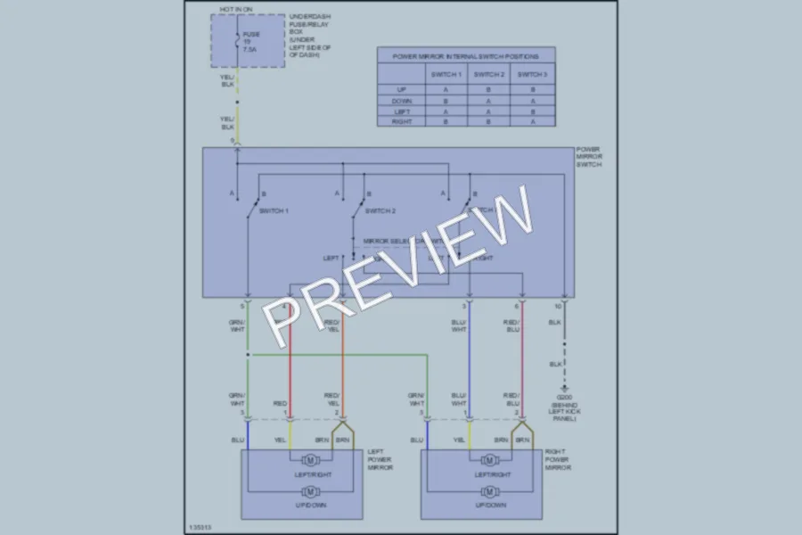 2001 Honda S2000 Power Mirrors wiring diagram preview