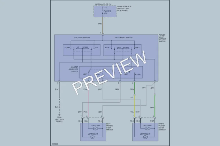2001 Hyundai Accent Power Mirrors wiring diagram preview
