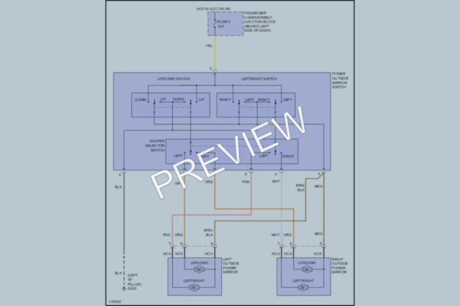 2001 Hyundai Elantra Power Mirrors wiring diagram preview