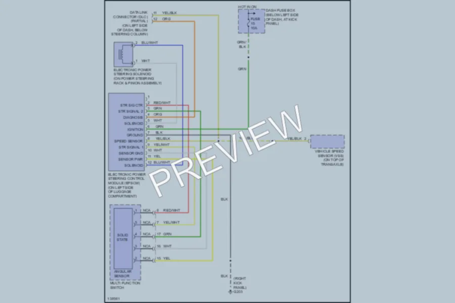 2001 Hyundai Tiburon Electronic Power Steering wiring diagram preview
