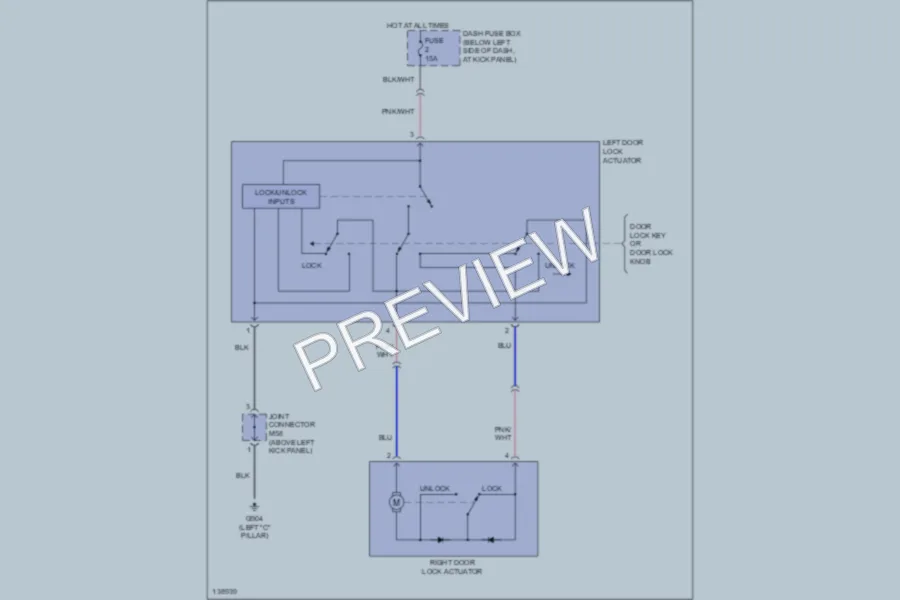 2001 Hyundai Tiburon Power Door Locks wiring diagram preview