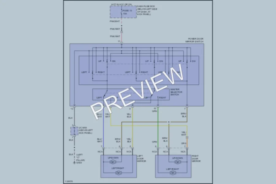2001 Hyundai Tiburon Power Mirrors wiring diagram preview