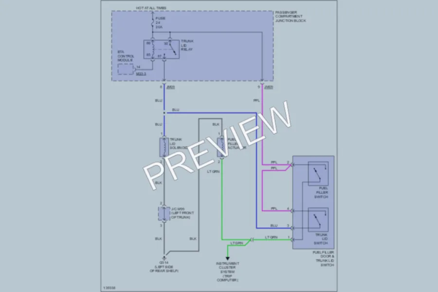 2001 Hyundai XG300 Trunk Tailgate Fuel Door wiring diagram preview
