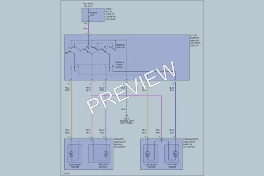 2001 Infiniti G20 Power Mirrors wiring diagram preview