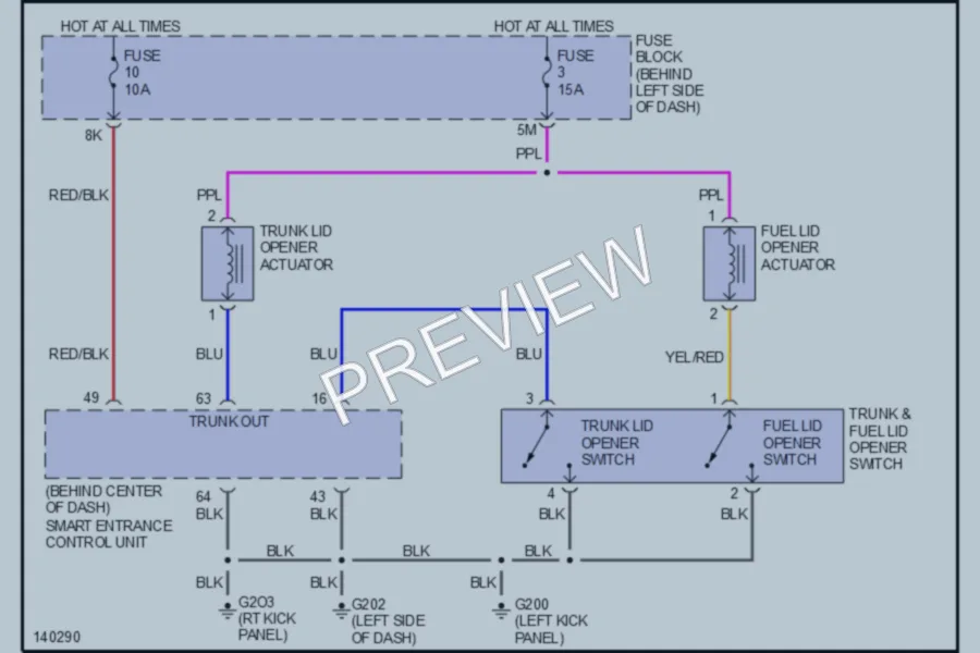 2001 Infiniti I30t Trunk Tailgate Fuel Door wiring diagram preview