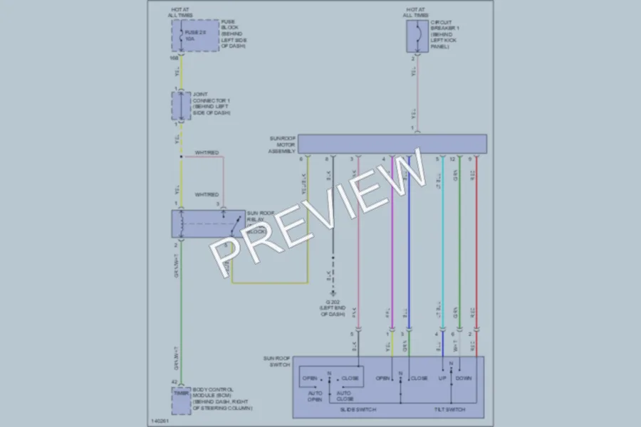 2001 Infiniti Q45 Power Top Sunroof wiring diagram preview