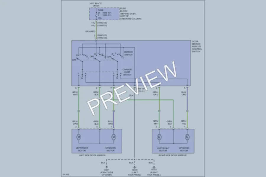 2001 Infiniti QX4 Power Mirrors wiring diagram preview
