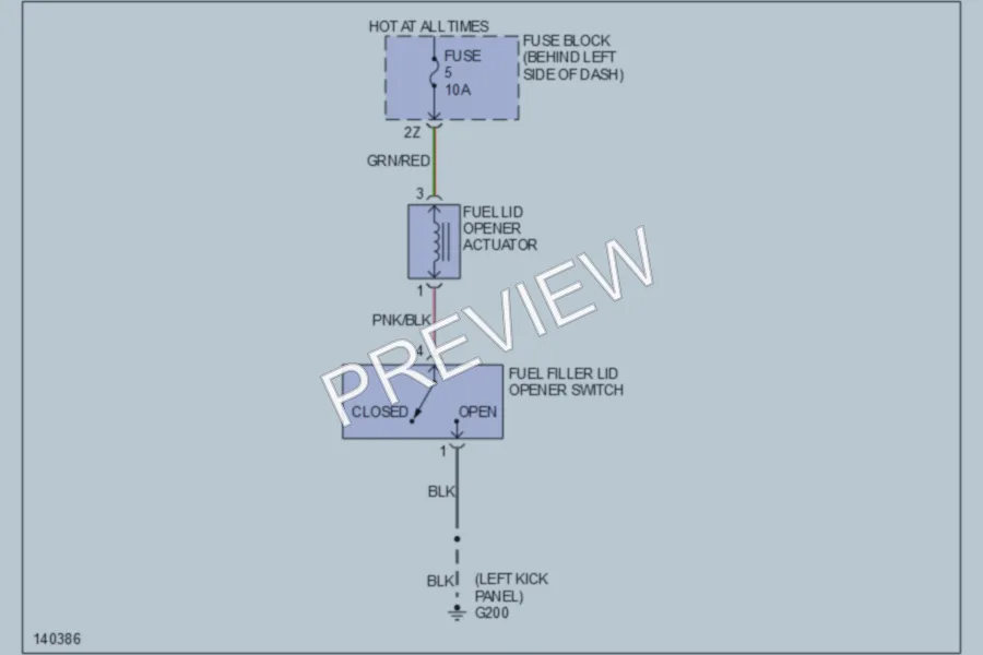 2001 Infiniti QX4 Trunk Tailgate Fuel Door wiring diagram preview