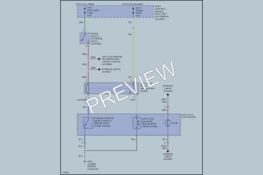 2001 Isuzu RodeoSport Shift Interlocks wiring diagram preview