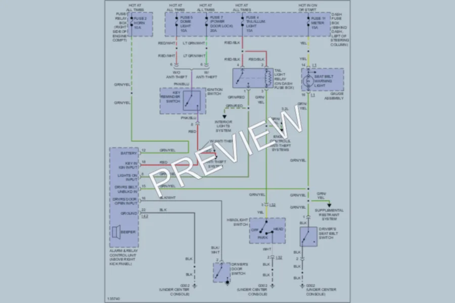 2001 Isuzu RodeoSport Warning Systems wiring diagram preview