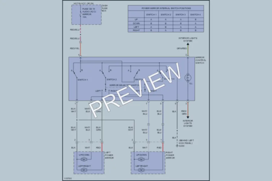 2001 Isuzu VehiCROSS Power Mirrors wiring diagram preview