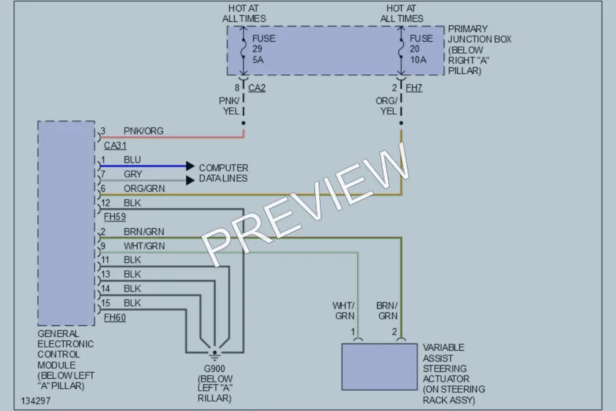 2001 Jaguar SType Electronic Power Steering wiring diagram preview