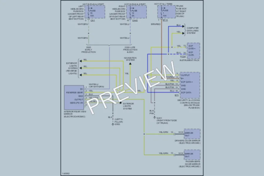 2001 Jaguar XJ8 Power Mirrors wiring diagram preview