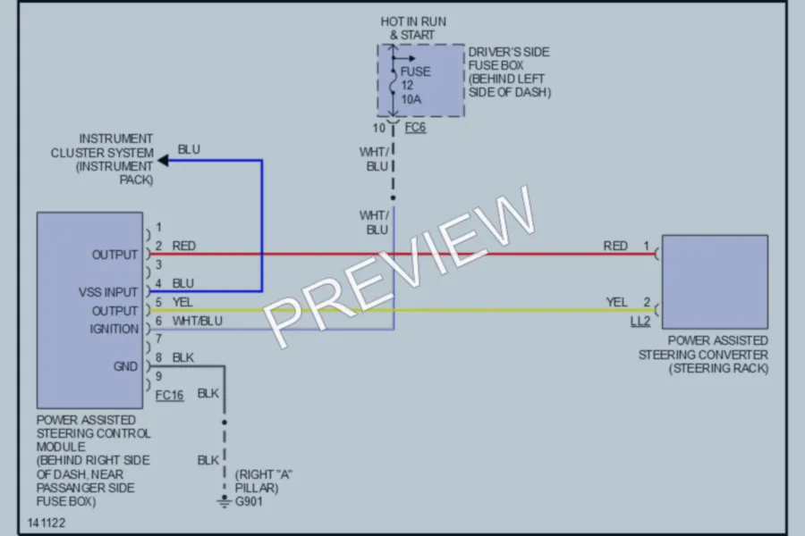 2001 Jaguar XKR Electronic Power Steering wiring diagram preview