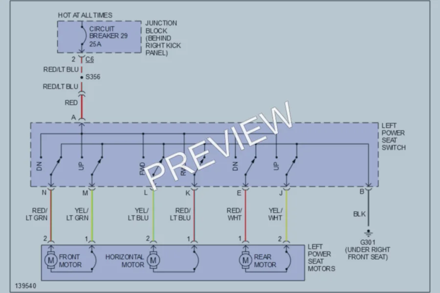 2001 Jeep Cherokee Power Seats wiring diagram preview