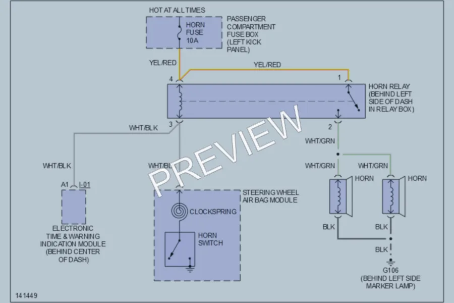 2001 Kia Sportage Horn wiring diagram preview