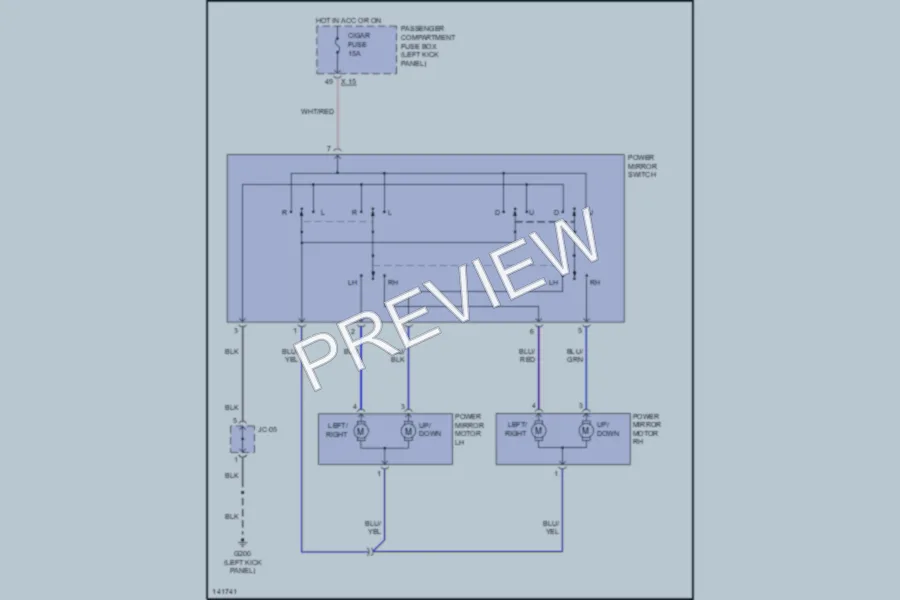 2001 Kia Sportage Power Mirrors wiring diagram preview