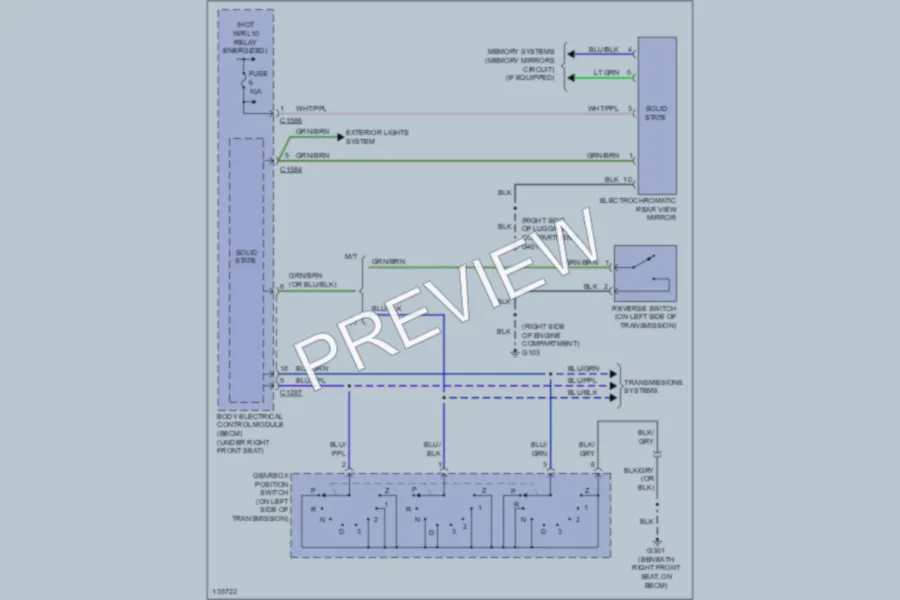 2001 LandRover RangeRover Power Mirrors wiring diagram preview