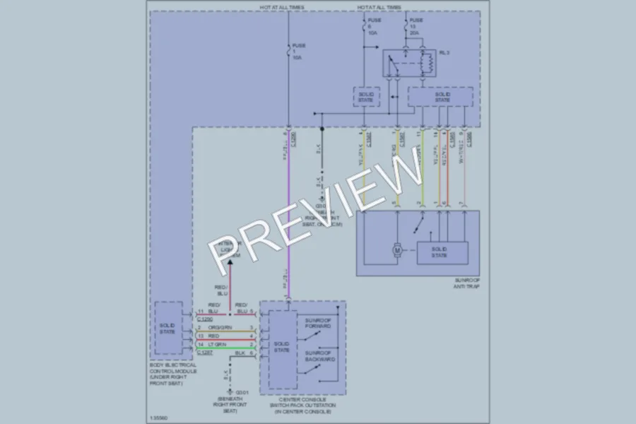 2001 LandRover RangeRover Power Top Sunroof wiring diagram preview