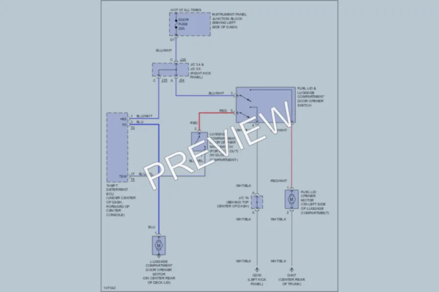 2001 Lexus ES300 Trunk Tailgate Fuel Door wiring diagram preview
