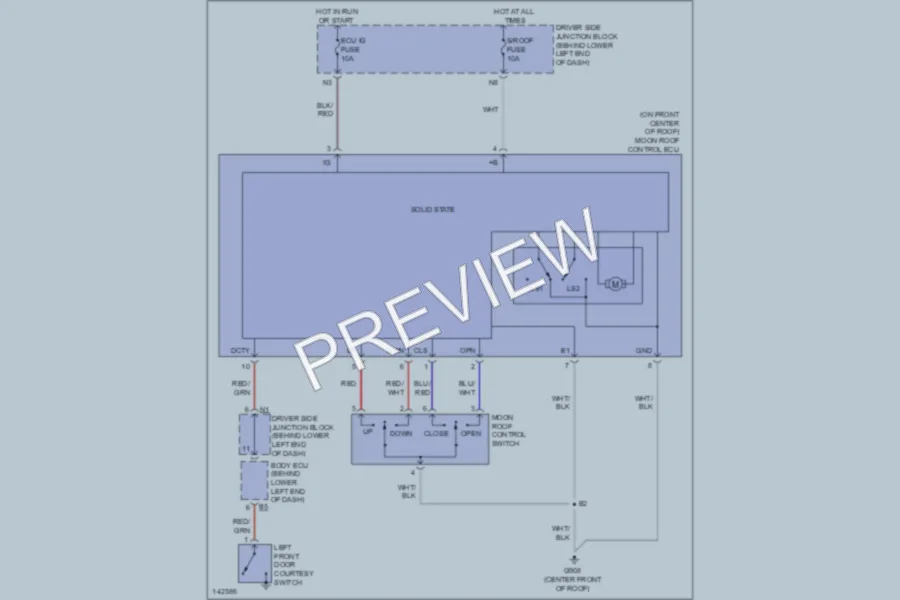 2001 Lexus IS300 Power Top Sunroof wiring diagram preview