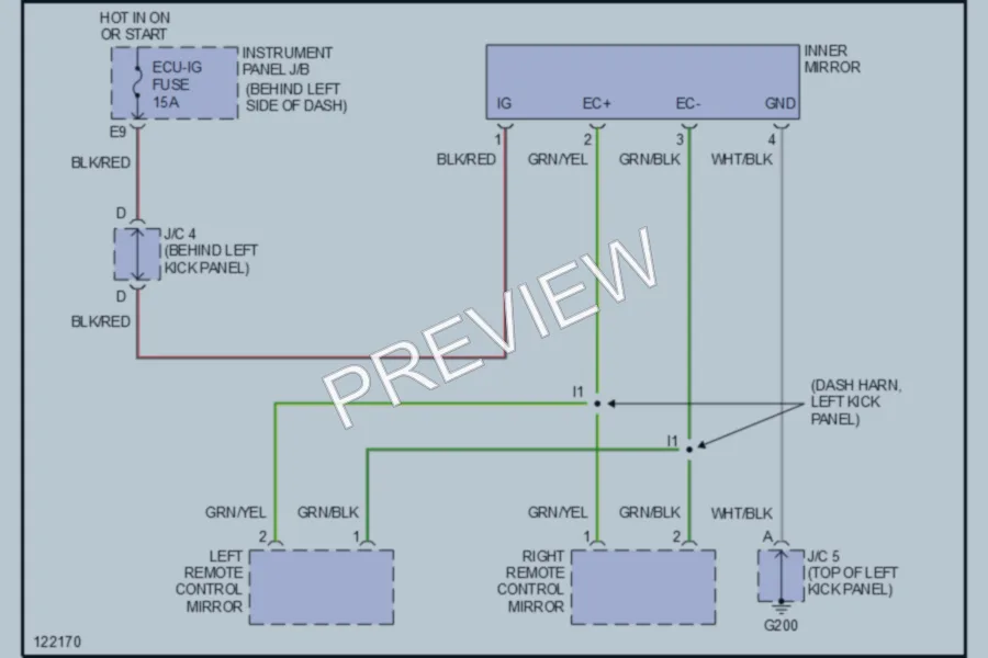 2001 Lexus RX300 Power Mirrors wiring diagram preview