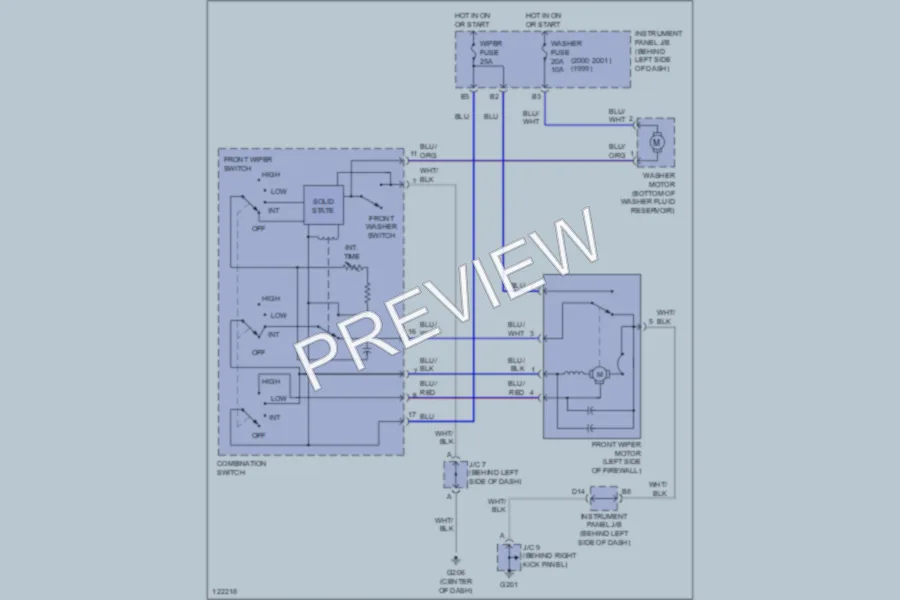 2001 Lexus RX300 Wiper Washer wiring diagram preview