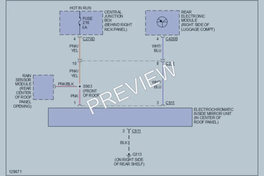 2001 Lincoln LS Power Mirrors wiring diagram preview