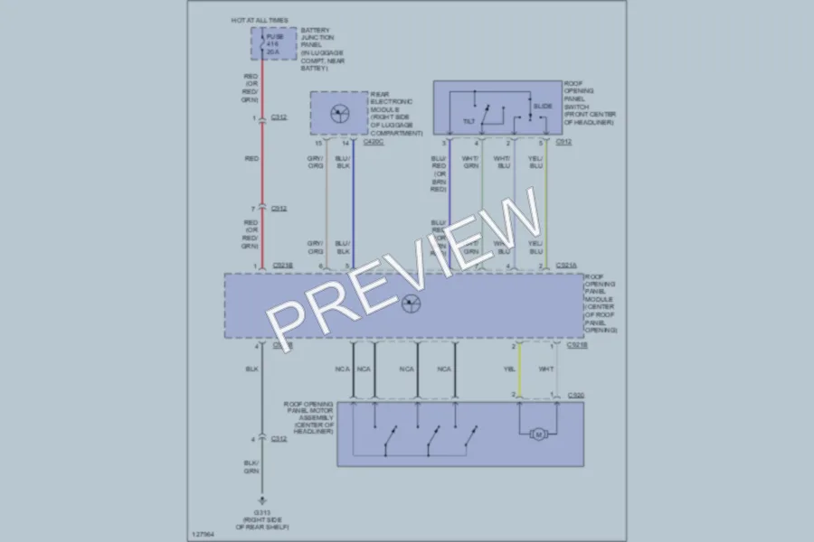 2001 Lincoln LS Power Top Sunroof wiring diagram preview