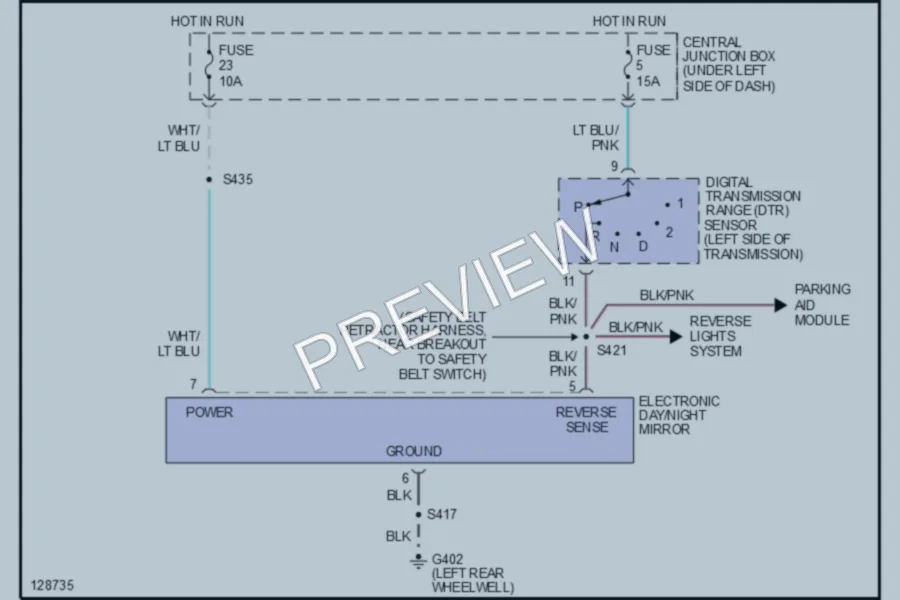 2001 Lincoln Navigator Power Mirrors wiring diagram preview