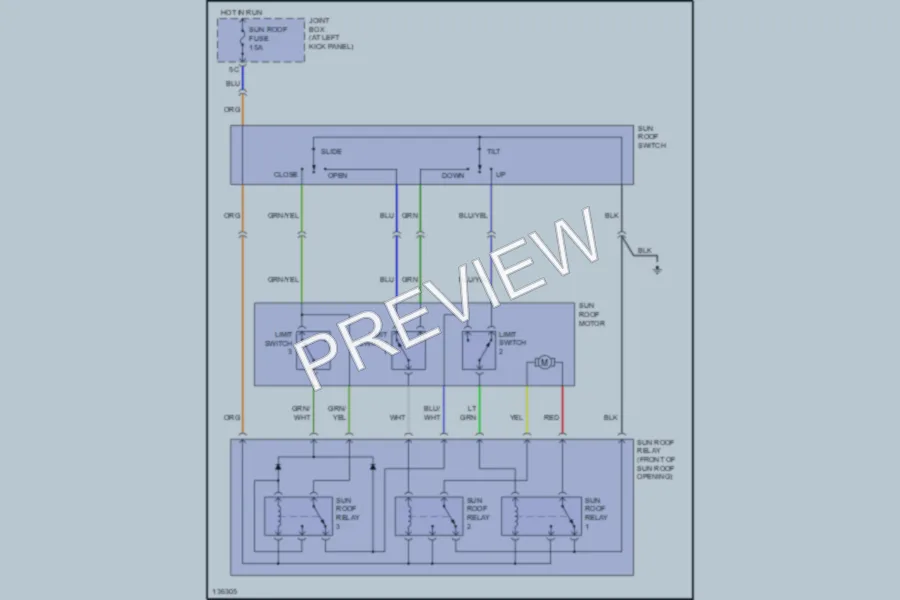 2001 Mazda MPV Power Top Sunroof wiring diagram preview
