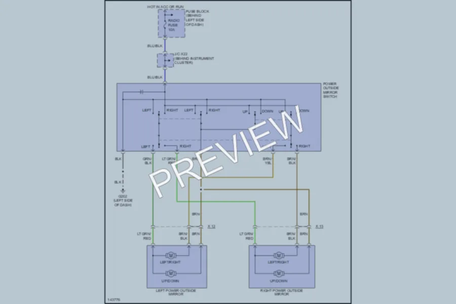 2001 Mazda Miata Power Mirrors wiring diagram preview