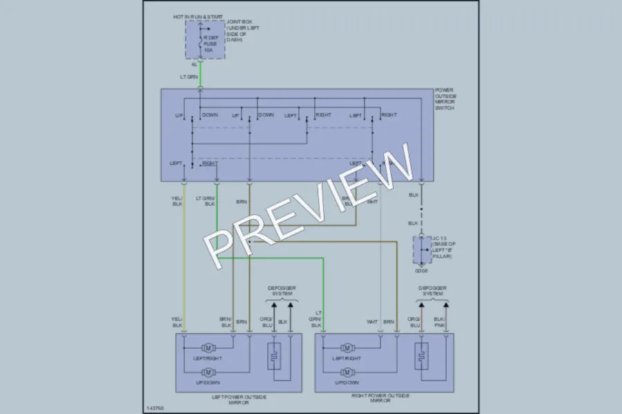 2001 Mazda Millenia Power Mirrors wiring diagram preview