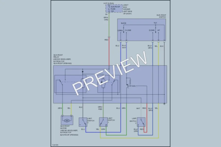 2001 Mazda Millenia Power Top Sunroof wiring diagram preview