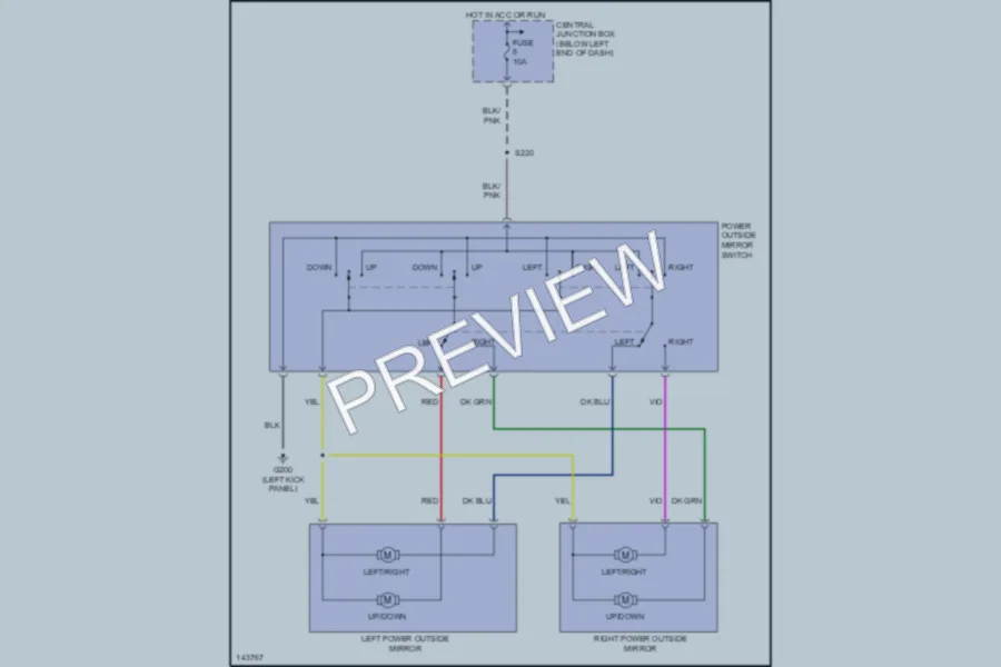 2001 Mazda Tribute Power Mirrors wiring diagram preview