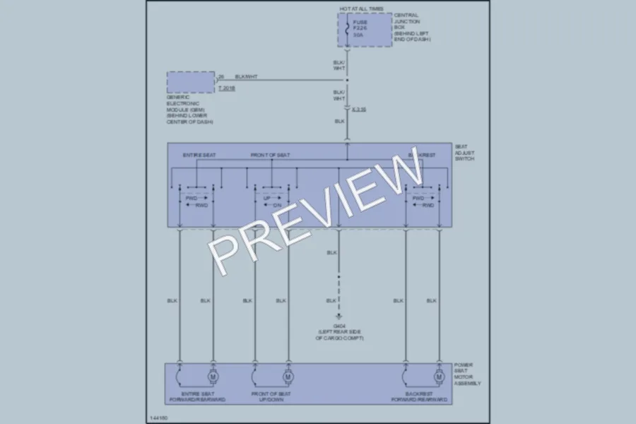 2001 Mazda Tribute Power Seats wiring diagram preview